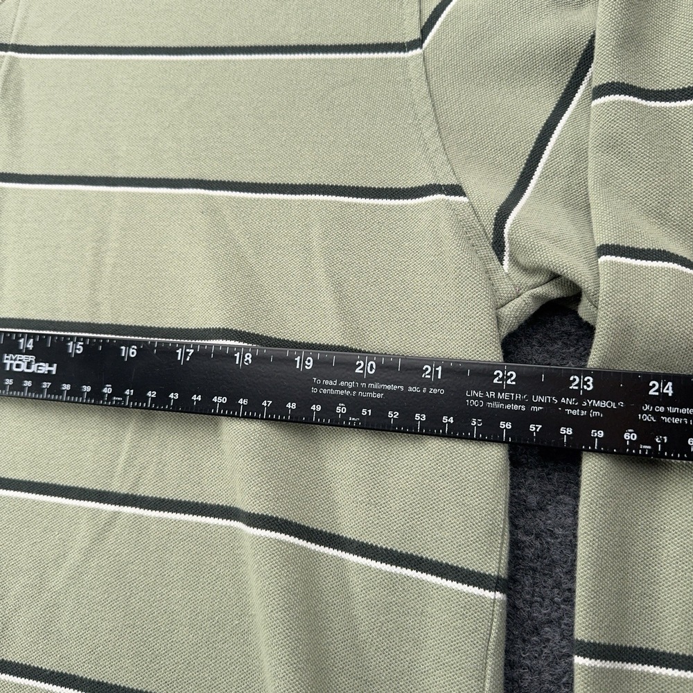 Izod XFG SWINGFLEX Polo‎ Shirt Mens L Green Striped Long Sleeve Cool-FX VTG - Picture 13 of 14